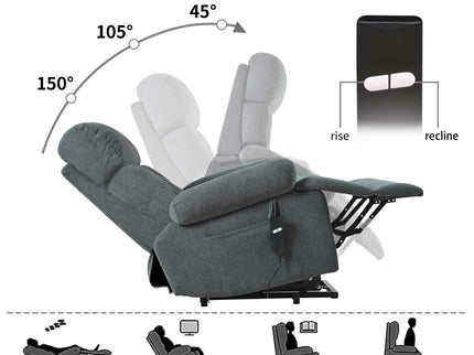 Oversized Power Lift Recliner Chai With Remote Control, Side Pocket, Spacious Seat