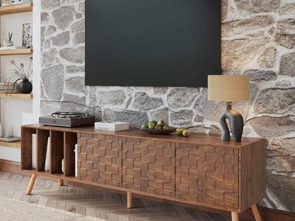 TV Stand, Cabinet For Living Room, Fits TVs Up To 80" - Walnut