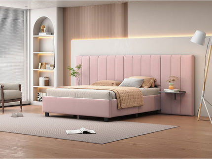 Upholstered Platform Bed With Big Headboard