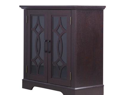 Modern Sideboard With Tempered Glass Doors - Ox Blood Red