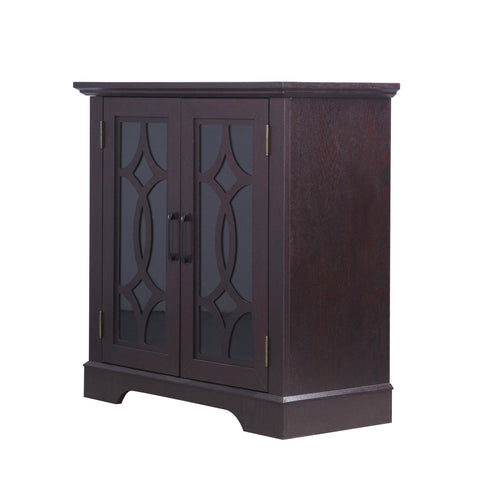 Modern Sideboard With Tempered Glass Doors - Ox Blood Red