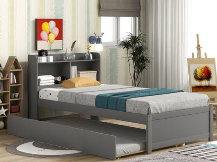 Twin Bed With Trundle, Bookcase
