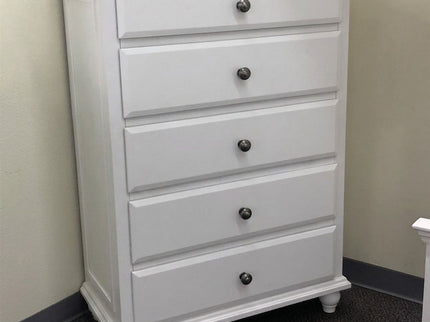 1 Piece Chest 5 Drawers Knob Handles Bedroom Furniture - White