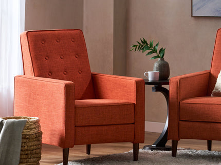 Mid-Century Modern Recliner With Button Tufted Waffle Stitch