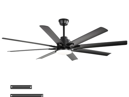 52" Smart Ceiling Fan With 8 Blades, Voice Remote Control, 6 Wind Speeds, LED Light - Black