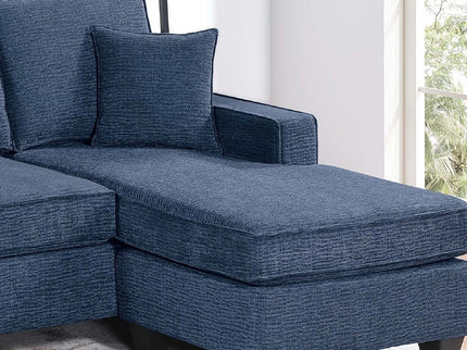 Sectional Set With USB Port Right Arm Chaise, Armless Loveseat, Left Arm Chaise, 3 Piece, Includes Matching Pillows - Dark Blue