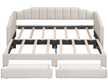 Extendable Daybed With LED Light And 2 Storage Drawers
