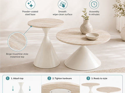 2 Piece Coffee Round Table Set