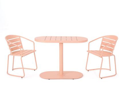 3 Piece Elegant Outdoor Bistro Set With 2 Chairs And Oval Table