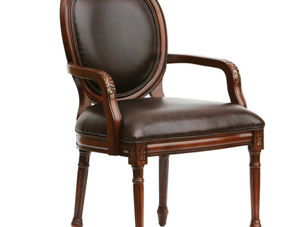 Benard - Oval Back Chair With Floral Carvings - Brown
