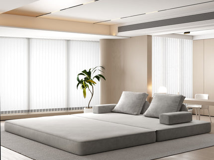 Multifunctional Convertible Sofa Bed With 2 Tumbler Backrests And 2 Pillows, Deep Seat Couch