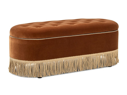 Melinda - Oval Tufted Bullion Fringe Storage Bench
