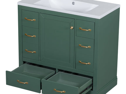 Modern Bathroom Vanity With Sink, 6 Drawers, Adjustable Shelf