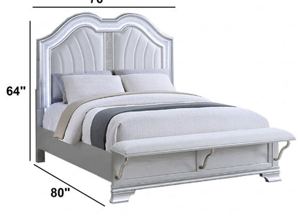 Elegant Bed With Built In Footboard Bench, USB