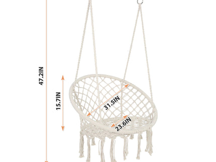 Macrame Hanging Hammock Chair, Rope Swing For Indoor And Outdoor Use