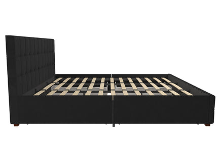 King Upholstered Bed With Storage - Black