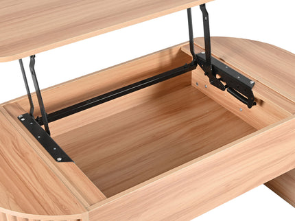 Lift Top Coffee Table With Hidden Compartment, Modern Oval Lift Tabletop For Home Living Room