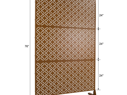 Freestanding Decorative Privacy Screen For Deck Balcony Patio, Metal Privacy - Brown