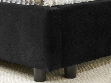 Mid-Century Upholstered Tufted Bed Frame With Backrest And Armrests