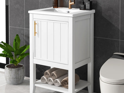 Modern Bathroom Vanity With Sink, Soft-Closing Door And Open Shelf