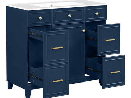 Bathroom Vanity With Ceramic Sink, Soft Close Doors, Adjustable Shelves