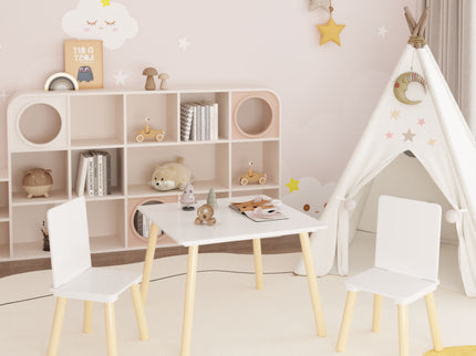 Kids Table And 2 Chairs Set, 3 Piece Toddler Activity Play - White