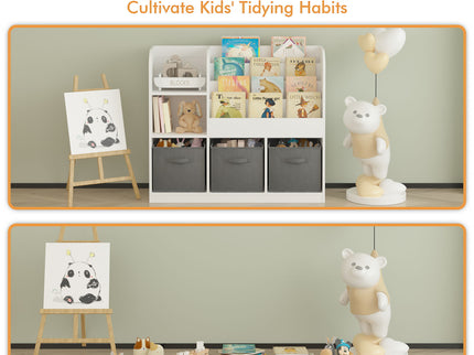 Bookcase And Bookshelf With 3 Collapsible Drawers, Multifunctional Display Stand