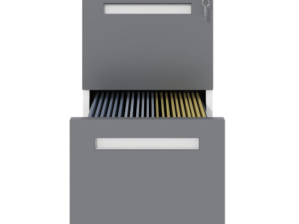 2-Drawer Mobile File Cabinet With Lock,On 360° Wheels, Holds A4/Letter/Legal Files - White