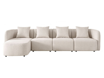 L-Shaped Modular Sectional Sofa With Ottoman, Living Room Furniture Set - Beige