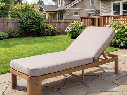 Outdoor Chaise Lounge With Cushion, 5 Position Adjustable Backrest
