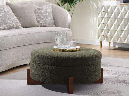 Round Storage Ottoman, Footrest Stool For Living Room