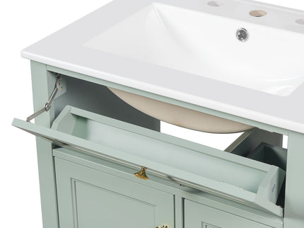 Modern Bathroom Vanity With Sink, 3 Drawers & Cabinet With 2 Tier Door Storage