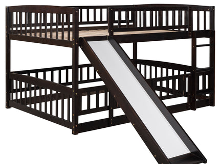 Low Bunk Bed With Slide, Fence And Ladder