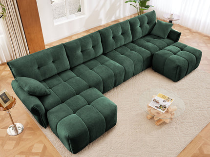 Sofa Set With Ottoman And Pillows, Textured, High Resilience Cushions