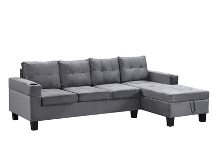 Modern Sectional Sofa Set With L Shape Chaise Lounge And Storage