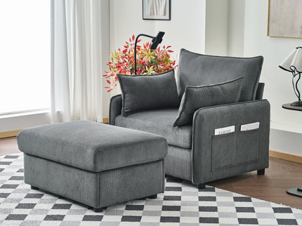 Comfy Oversized Chaise Lounge Chair With Ottoman And Storage