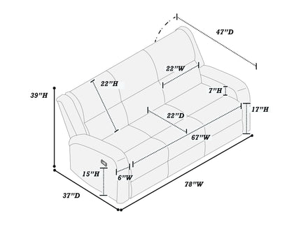 Modern Living Room Set With Square Armrest, Cushion Backrest