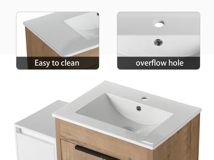 Freestanding Bathroom Vanity With Sink And Storage Cabinets, Soft Closing Doors