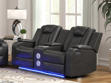 Benz - Power Reclining Loveseat With LED Lighting And Built In USB