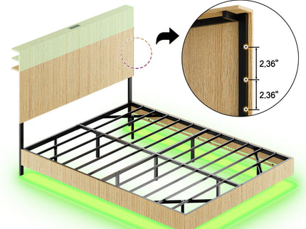 Floating Bedstead With Charging Station And LED Lights