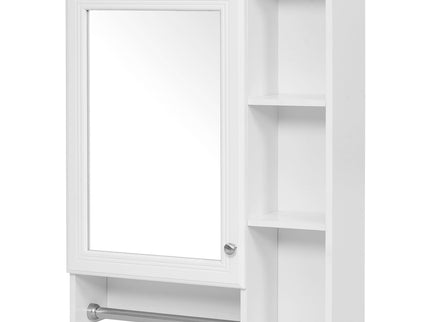 Modern 3 In 1 Bathroom Mirror Cabinet With Adjustable Shelf & Towel Bar
