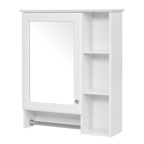 Modern 3 In 1 Bathroom Mirror Cabinet With Adjustable Shelf & Towel Bar