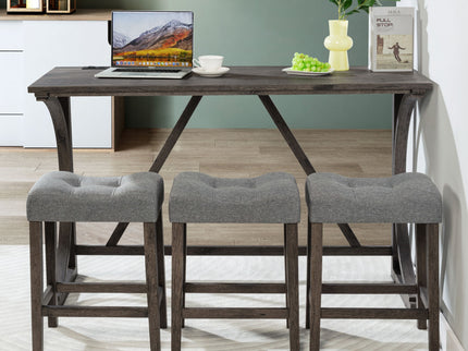 Bar Table Set With 3 Padded Stools