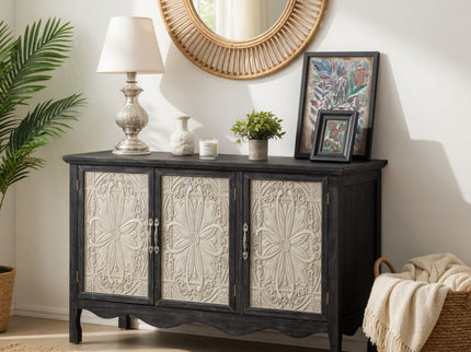 3 Door Sideboard Buffet Cabinet With Storage - Black
