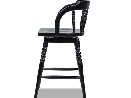 Breda - Turned Bubble Spindle Low Back Counter Stool - Black