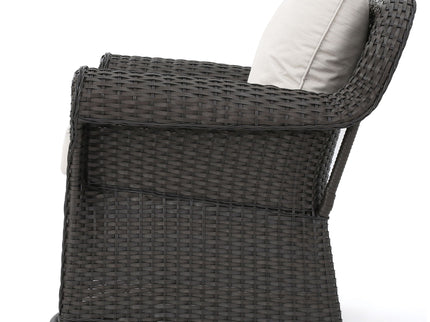 Amaya - Outdoor Swivel Rocker Chair With Water Resistant Cushions - Brown / Beige