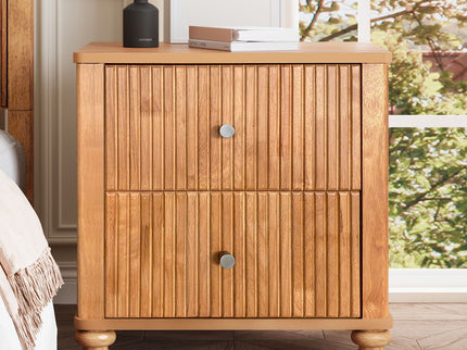 Modern Fluted Nightstand With 3 Drawers