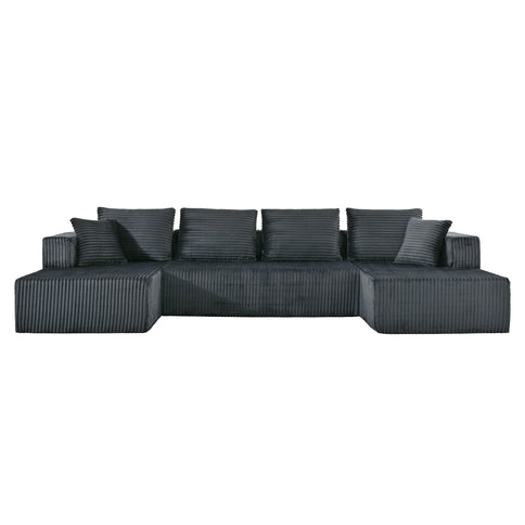 U-Shaped Modular Sectional Sofa With Double Chaise, Oversized Deep Seat For Living Room
