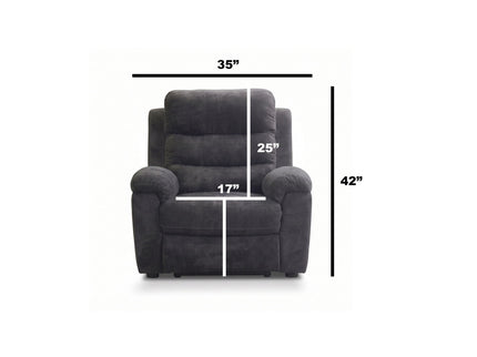Manual Recliner Chair With 150° Recline, For Living Room - Dark Gray