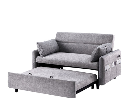 Pull Out Sleep Sofa Bed Loveseats Sofa Couch With Adjsutable Backrest, Storage Pockets, 2 Soft Pillows, USB Ports For Living Room, Bedroom, Apartment, Office